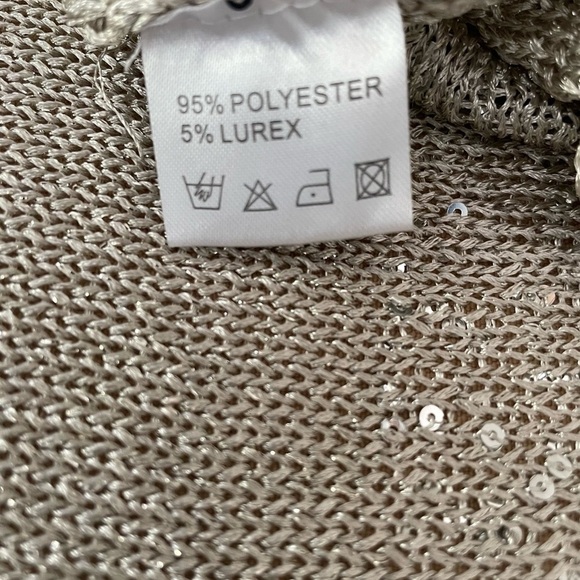 Bellini women’s open front cream silver sequin knit Cardigan size X Large - Picture 3 of 5